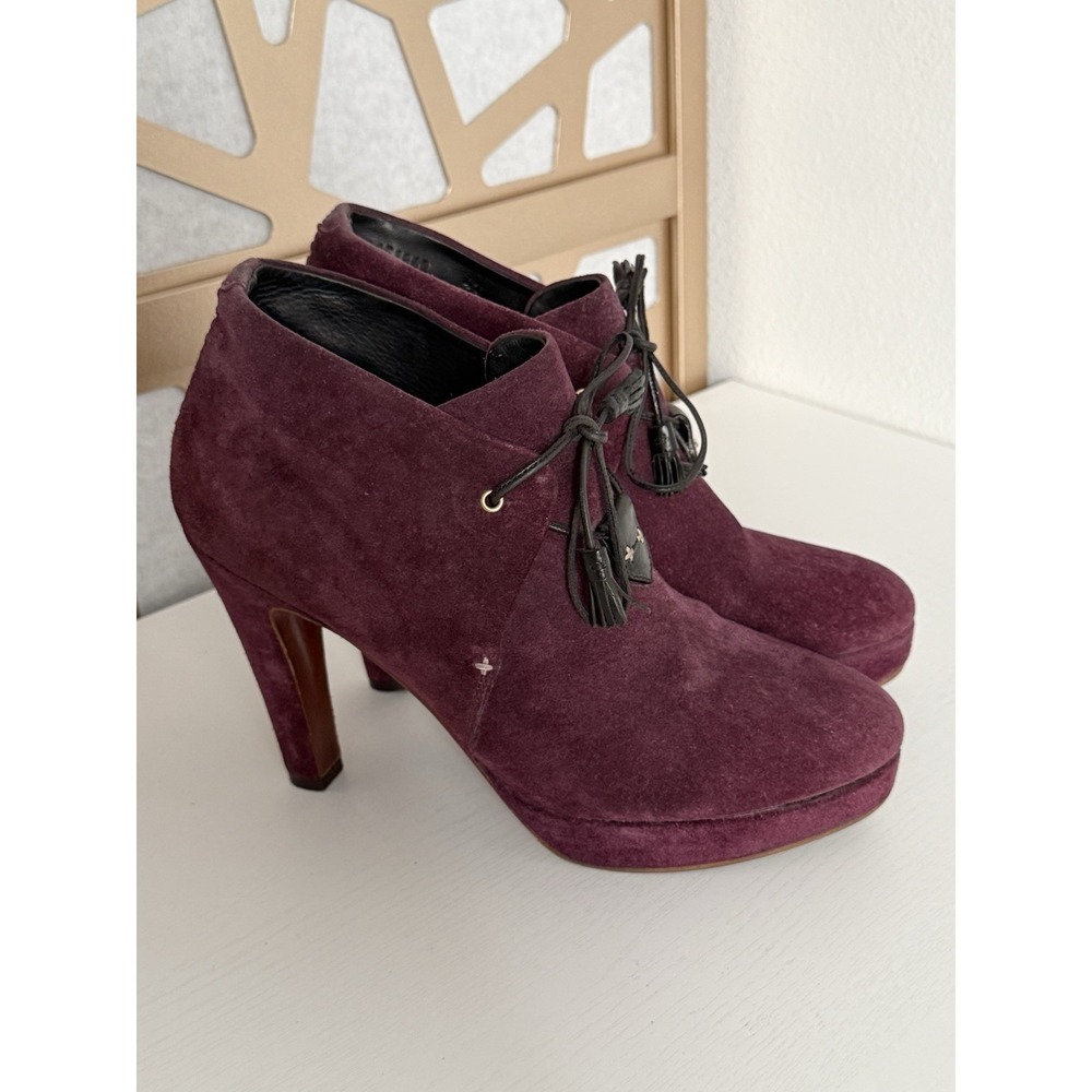 Rag & Bone Purple Suede Lace Up Ankle Heeled Boots Booties Women's EU 41 US 10.5
